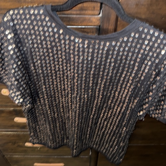 Diane Von, Furstenberg, unisex sequin and beads T-shirt in black and silver - Picture 11 of 12